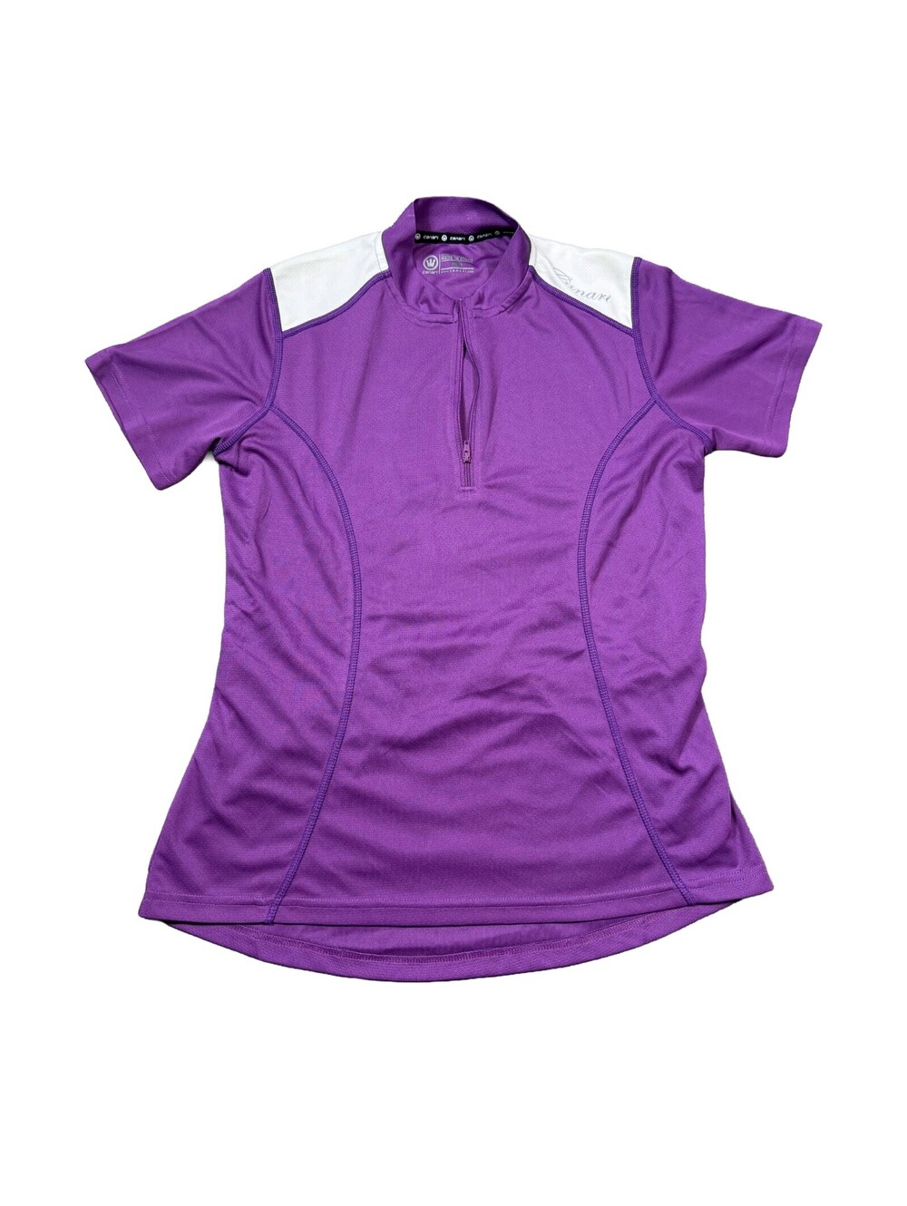 Canari Women’s Cycling Jersey Purple White Short Sleeve 1/4 Zip Bike Shirt M